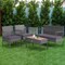 Costway 8PCS Patio Rattan Furniture Set Cushioned Chair Wooden Tabletop Gray